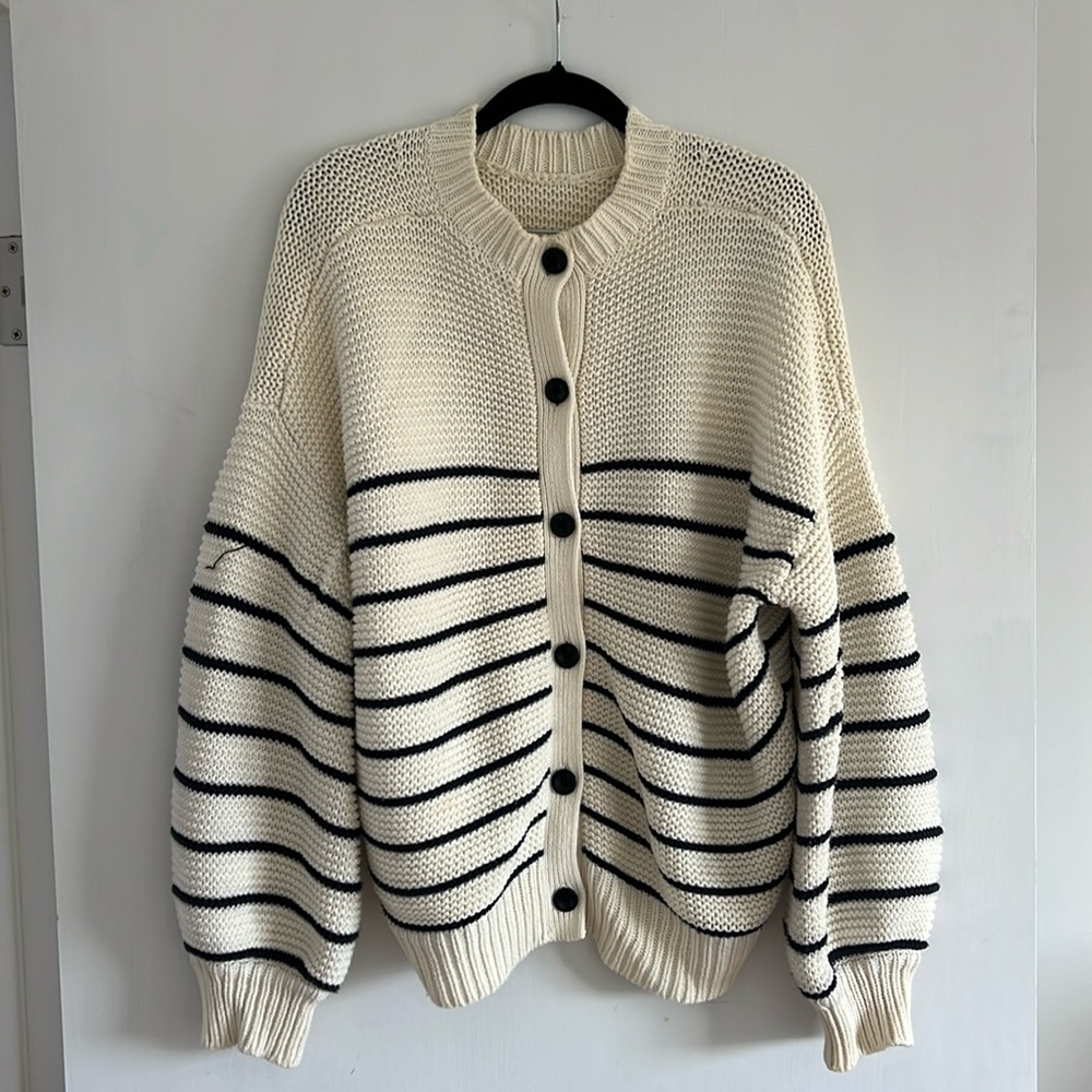 Alex Mill button up chunky striped cardigan | Size L